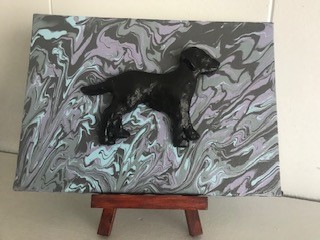 Black Lab Sculpture and Painting