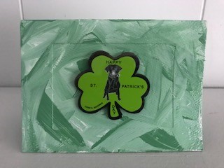 Handmade and Painted Blank Card with Wearable Shamrock Lapel Pin