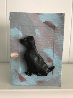 Labrador Retriever Sculpture and Lab Cloisonne Lapel Pin Handmade Card