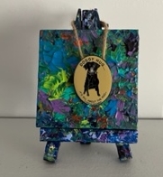 DogHugger Pin and Abstract Painting