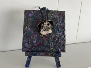 Pug Pin and Abstract Painting